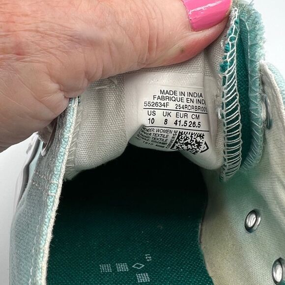 Converse Light Aqua/Turquoise Double Tongue Low Top Canvas Shoes W10 - Picture 7 of 7